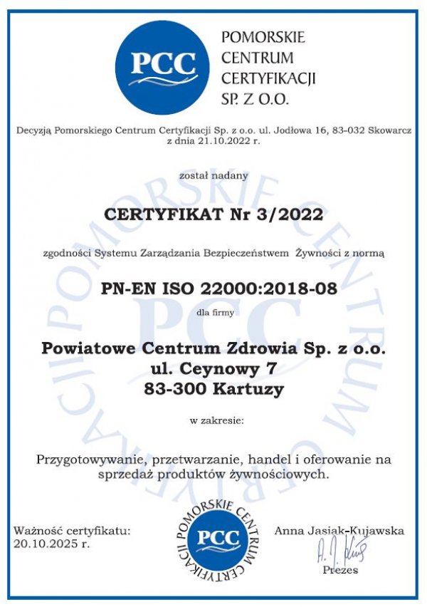 certyfikat Pomorskie Centrum Certyfikacji