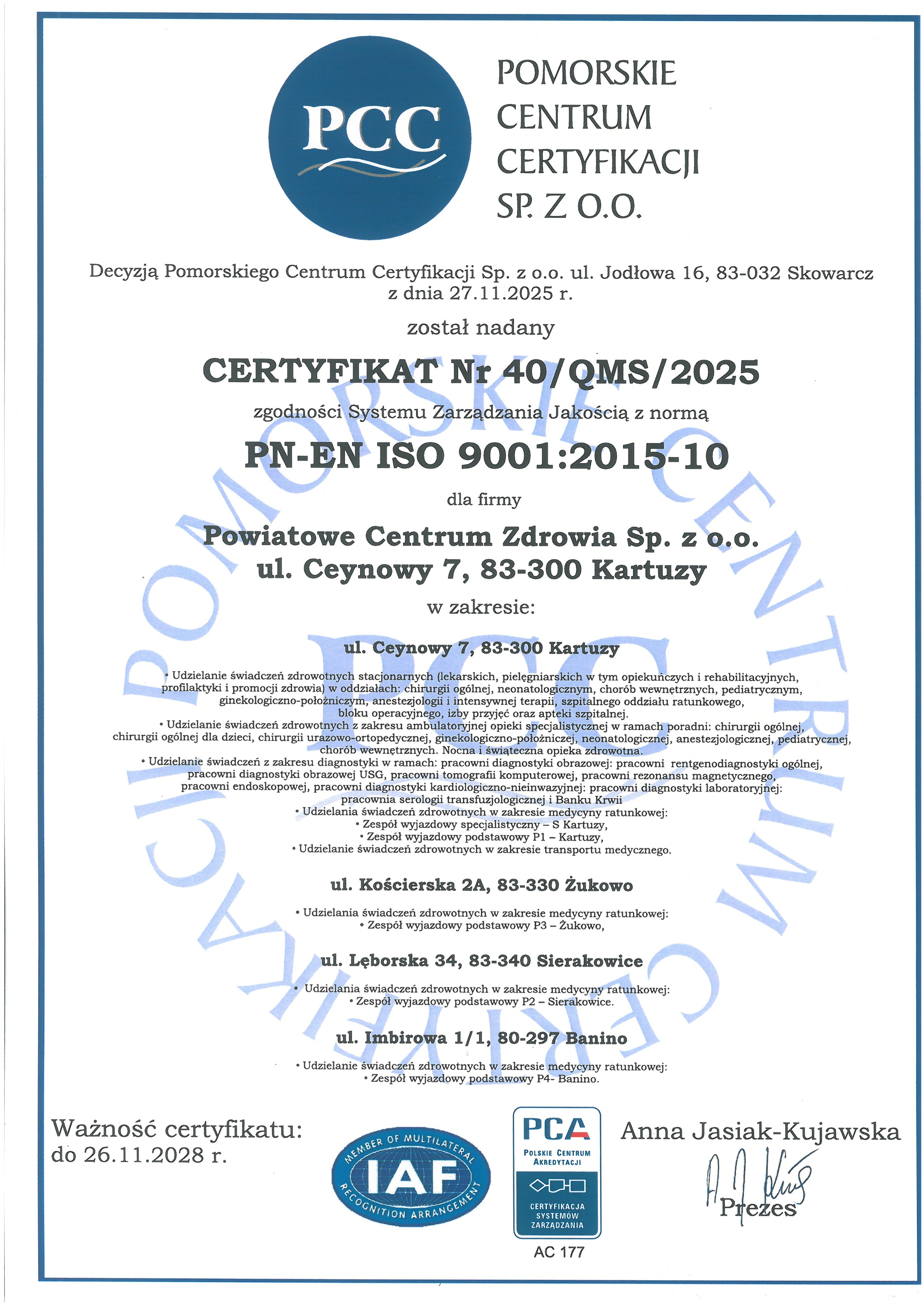 Certyfikat ISO PN EN ISO 9001 2015 10